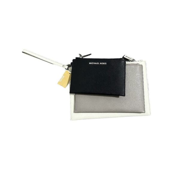 Michael Kors Jet Set Travel Trio 3 in‎ 1 Wristlet in Off White/Gray/Black NWT - Picture 2 of 12